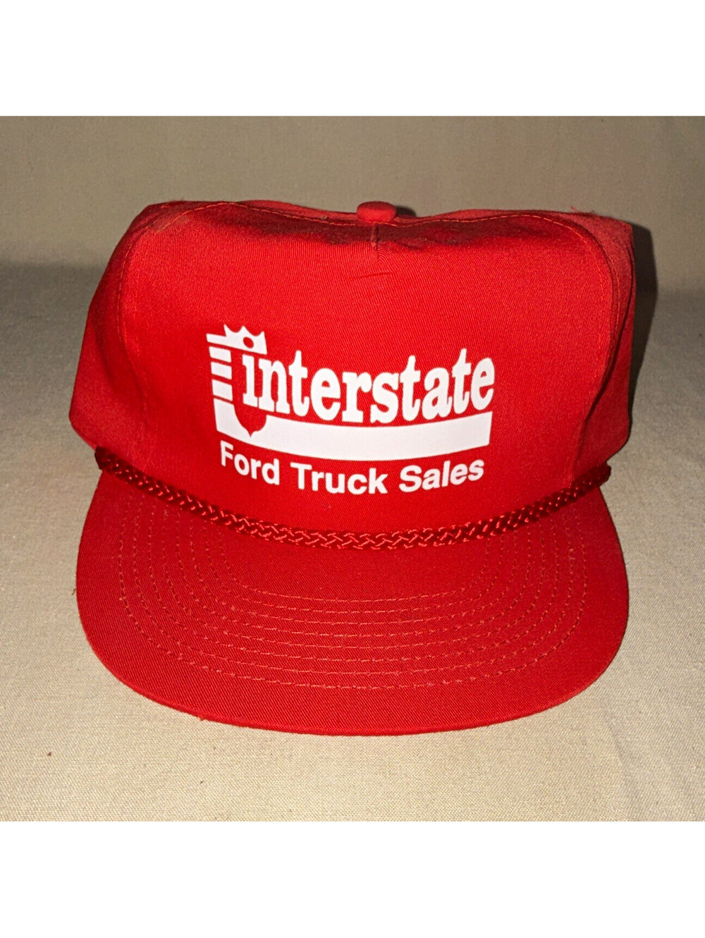 Interstate Ford Truck Sales 1990 Red Snapback Trucker Hat Cap